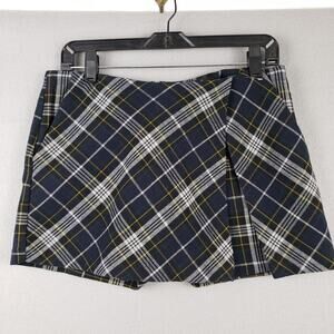 Y2K Plaid Mini Skirt Skort Size L Dark Blue Dark Fairy Grunge Avril Lavigne